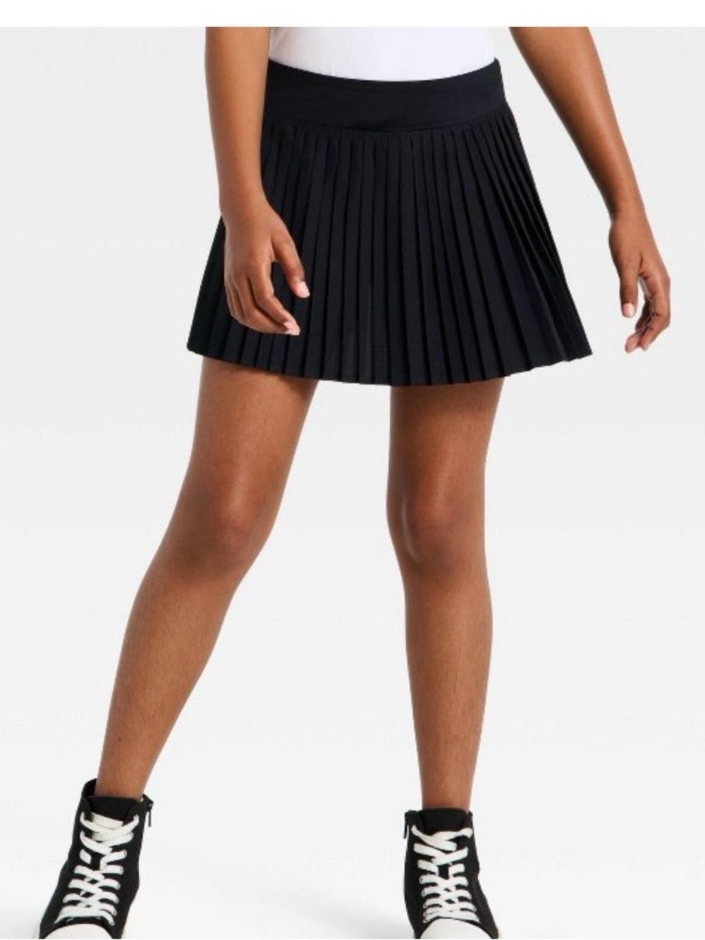 All In Motion Active Girls' Mid Rise Pleated Skort Black NWT